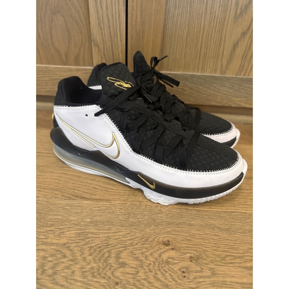 Nike Lebron 17 Low Black White Gold Basketball Shoes Men's Size 9 CD5007-101